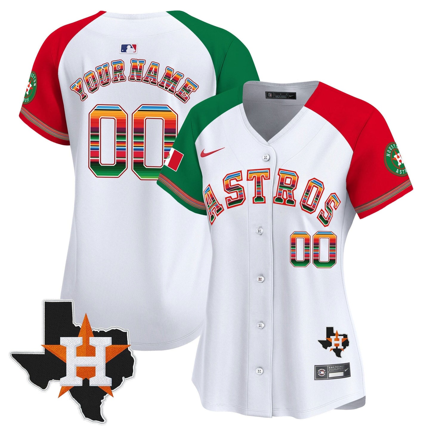 Astros Mexico Texas Patch Vapor Premier Limited Custom Jersey - All Stitched