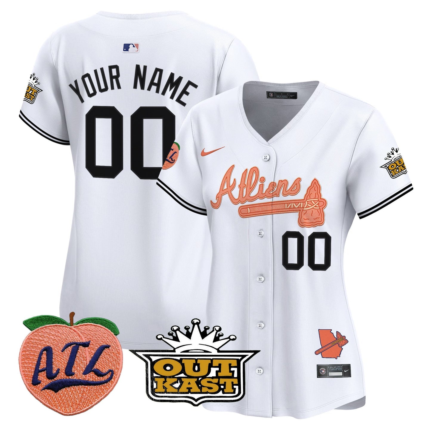 Atlanta Braves Atliens & Peach Vapor Premier Limited Custom Jersey - All Stitched