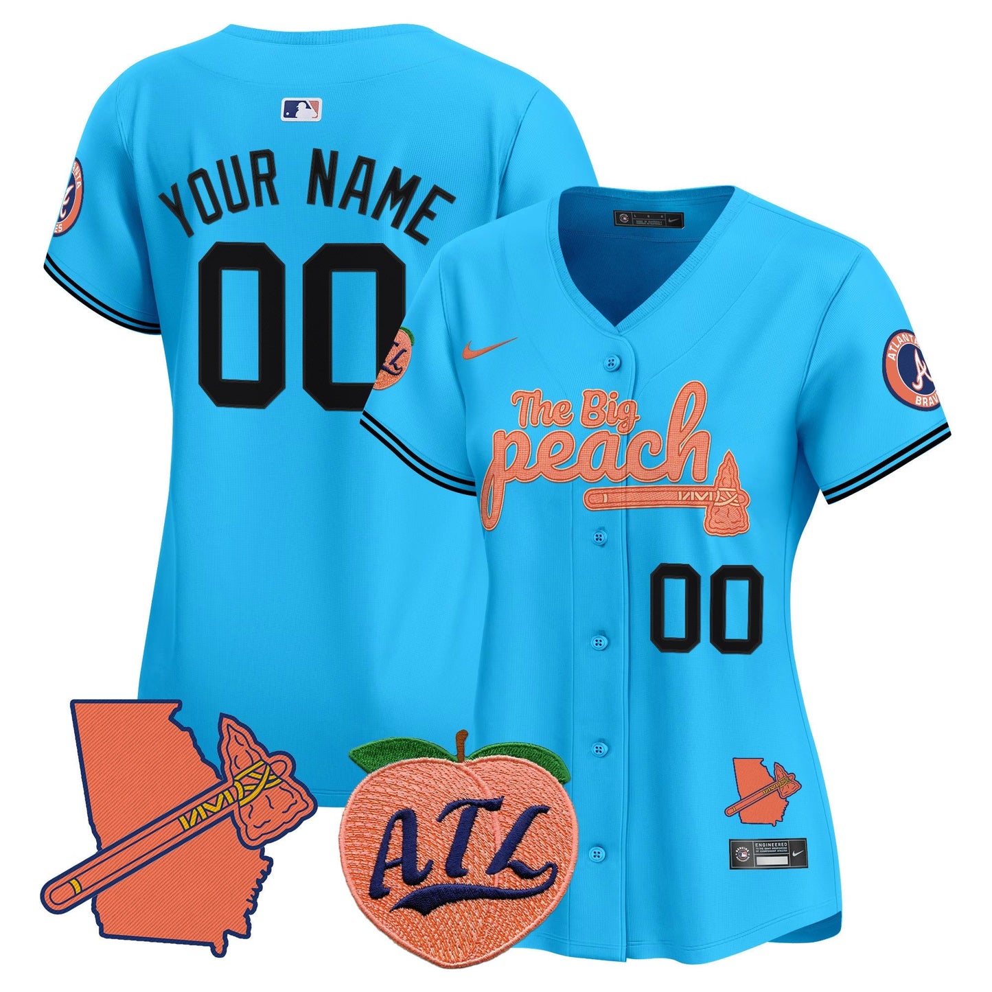 Atlanta Braves The Big Peach Vapor Premier Limited Custom Jersey V2 - All Stitched