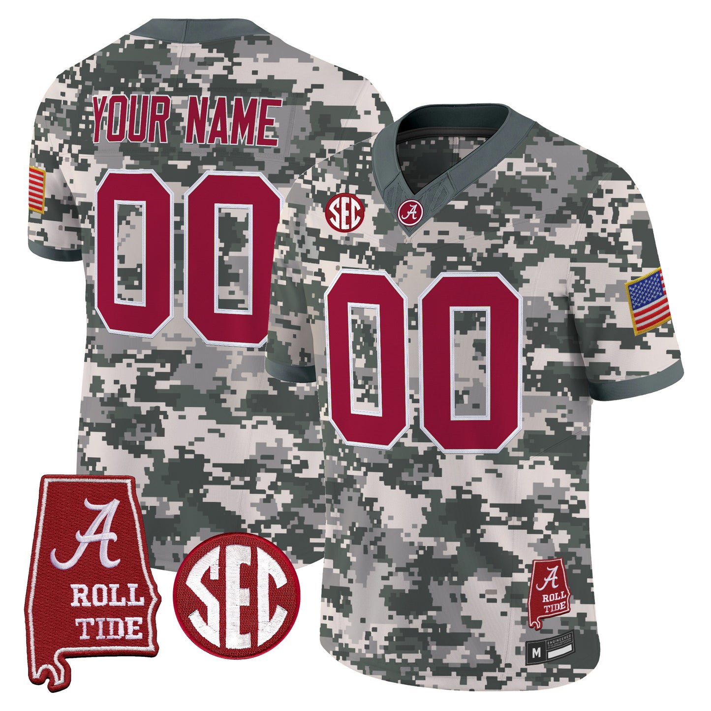 Alabama Crimson Tide Camouflage Edition 2026 Vapor Limited Custom Jersey - Alabama Map - Stitched