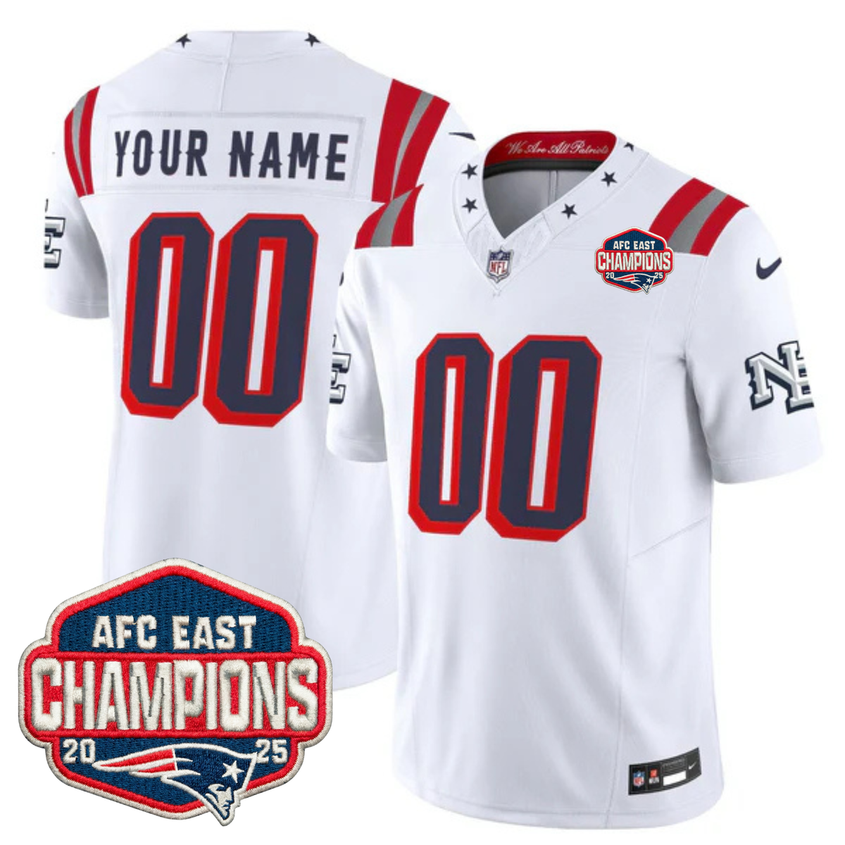 NE 2025 "Rivalries" AFC East Champions Vapor Limited Custom Jersey - Stitched