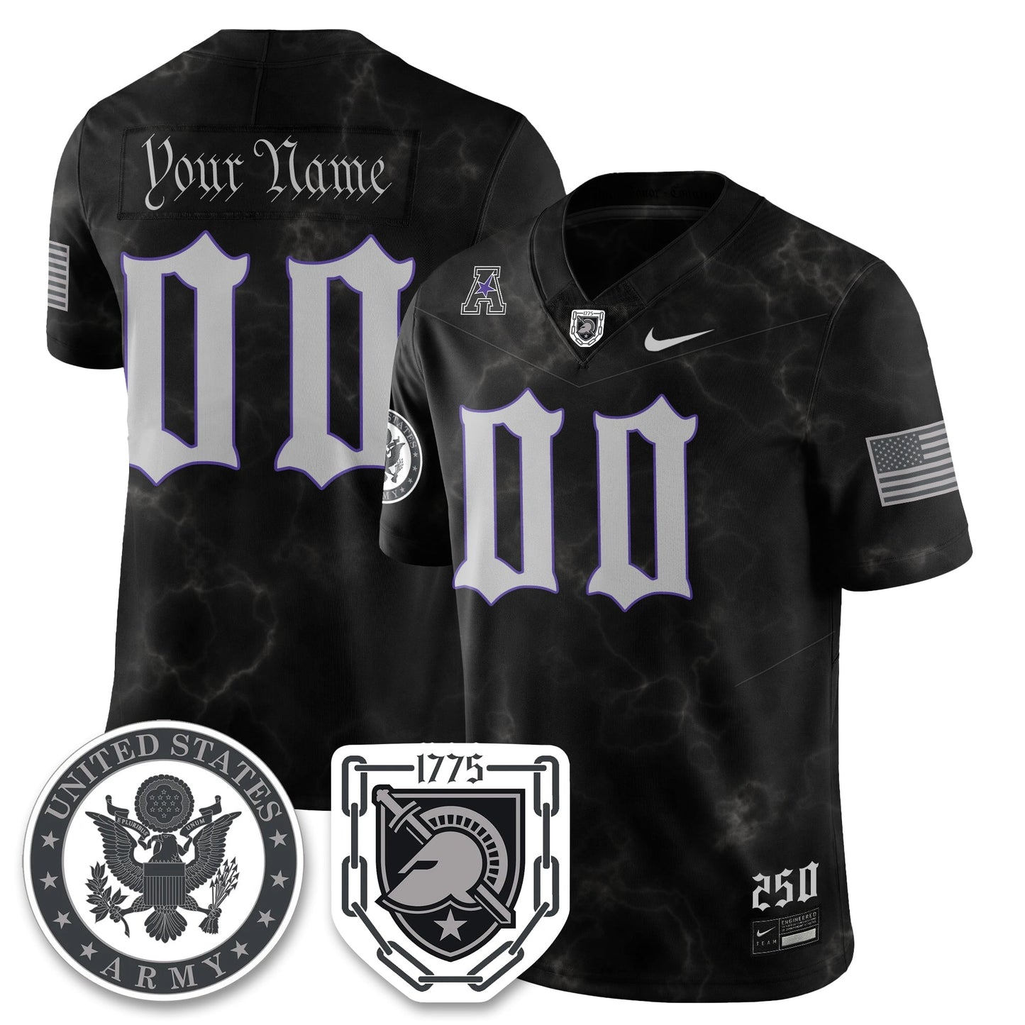 Custom Army Black Knights Vapor Limited Jersey - 250 Years of Service and Sacrifice - Stitched