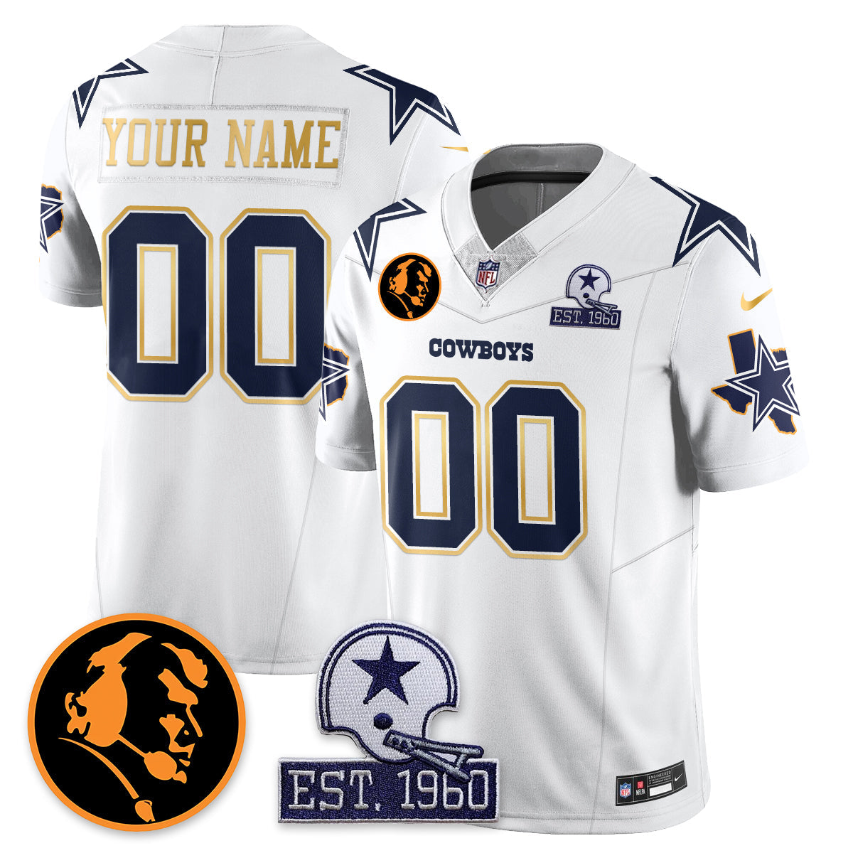 Custom DAL Vapor Limited Gold Jersey - John Madden Patch - Stitched