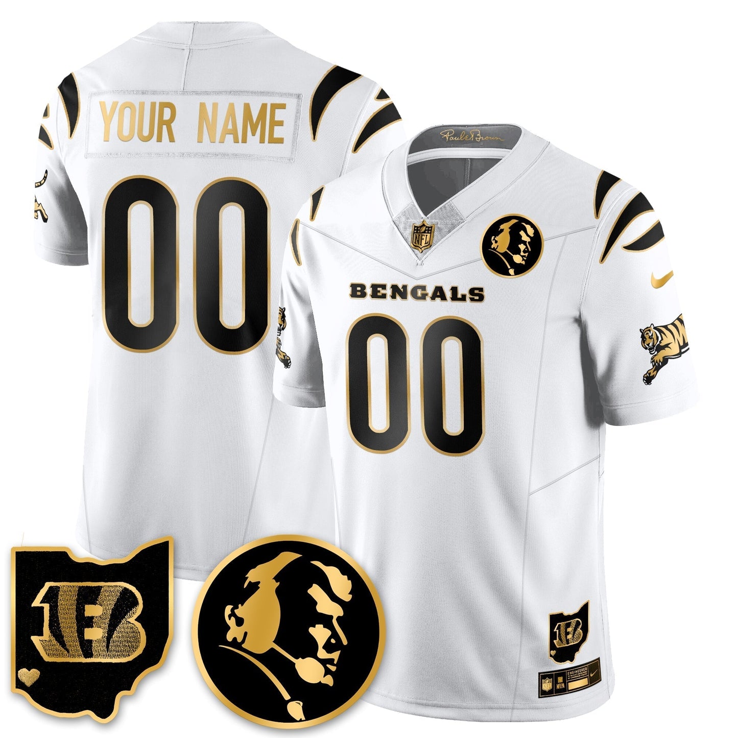 CIN Vapor Limited Gold Custom Jersey - John Madden Patch - Stitched