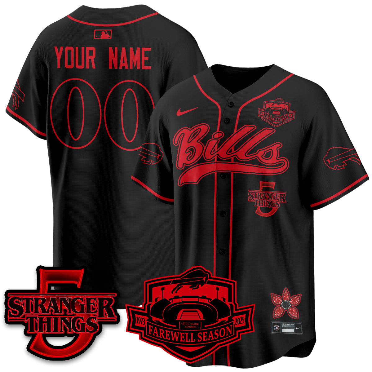 Custom BUF Stranger Things Vapor Limited Baseball Jersey - Stitched