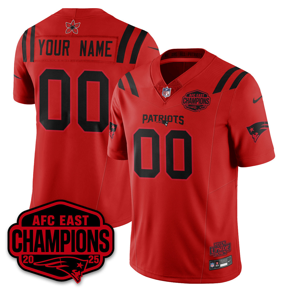 Custom NE 'Stranger Things' AFC East Division Champions Vapor Limited Jersey - All Stitched