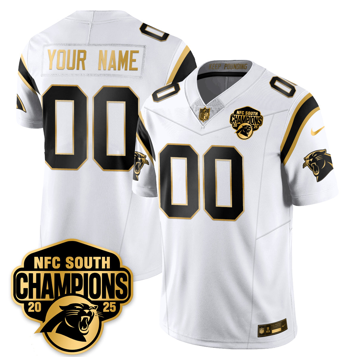 Custom CAR NFC South Division Champions Vapor Limited Gold Jersey - Stitched