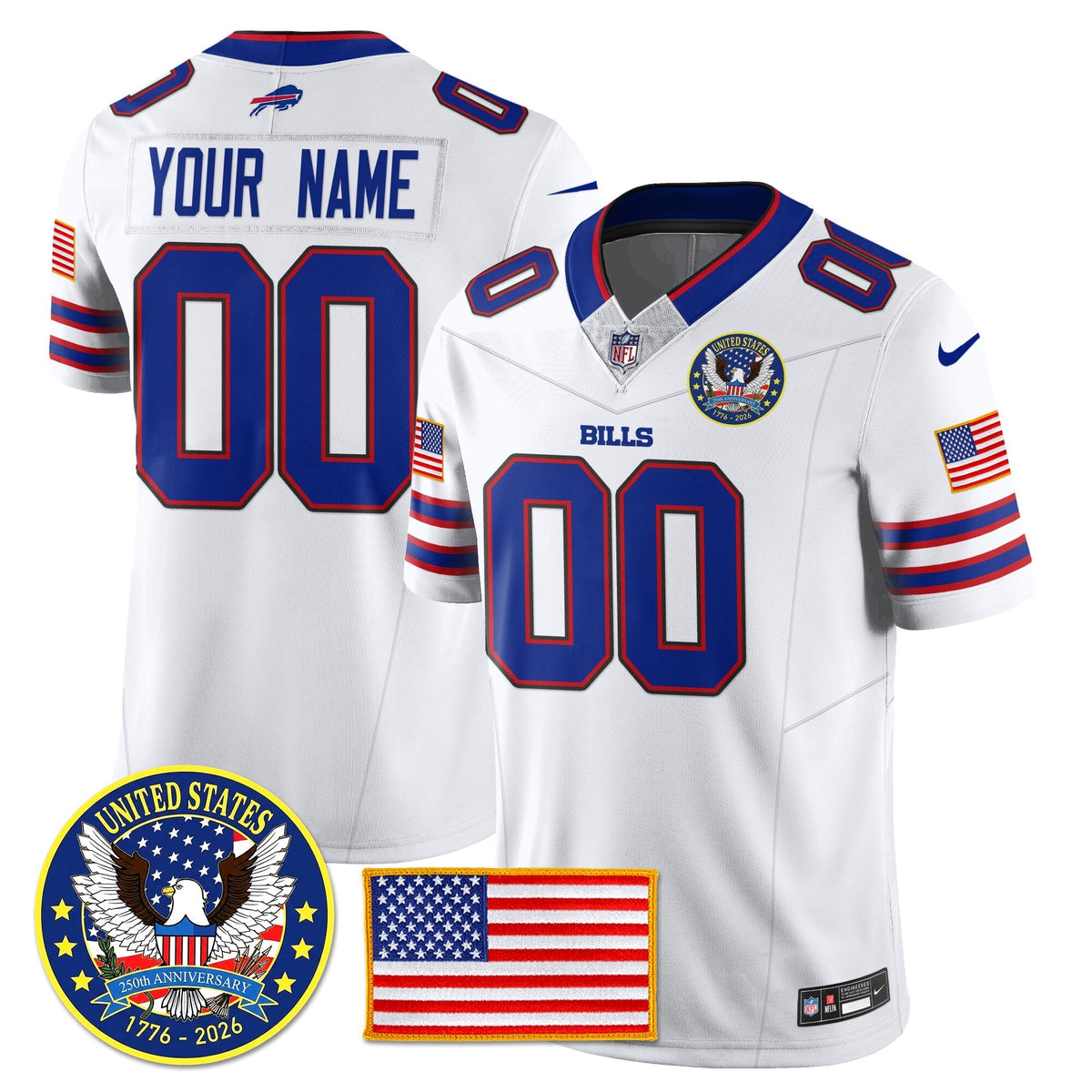 Custom BUF "United States 250th Anniversary Patch" Vapor Limited Jersey - Stitched