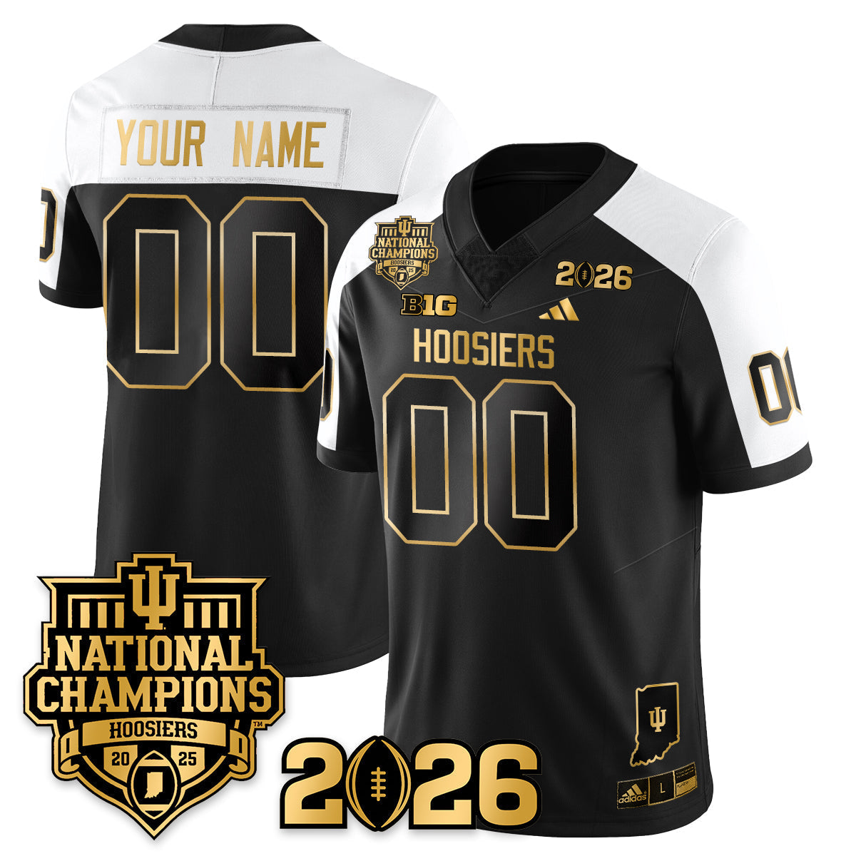 Indiana H Vapor Limited Football Gold Custom Jersey - 2025 National Champions - All Stitched