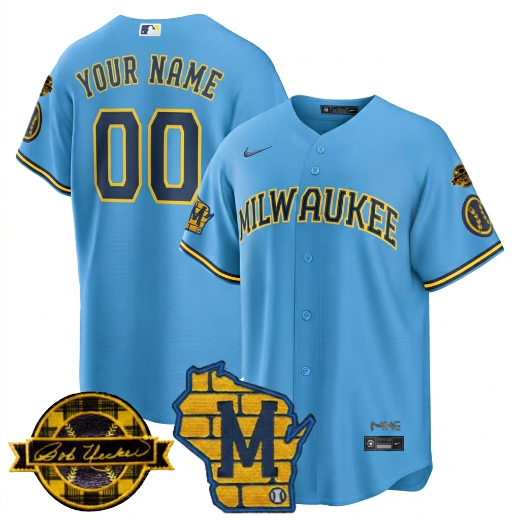MIL Bob Uecker Patch Vapor Limited Custom Jersey - Stitched