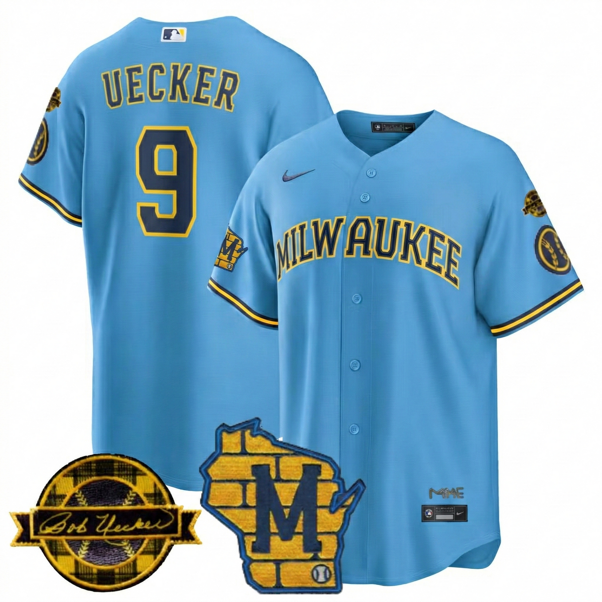 MIL Bob Uecker Patch Vapor Limited Jersey - Stitched