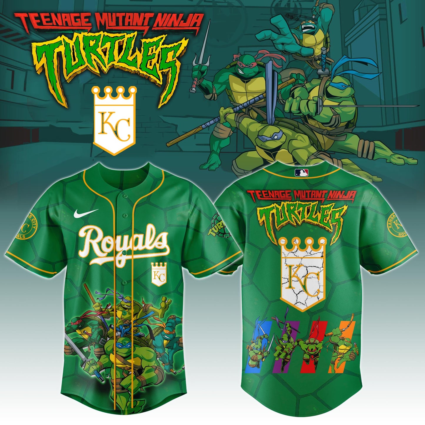 . Kansas City Royals x Ninja Turtles Night Game Limited Edition Jersey 2025