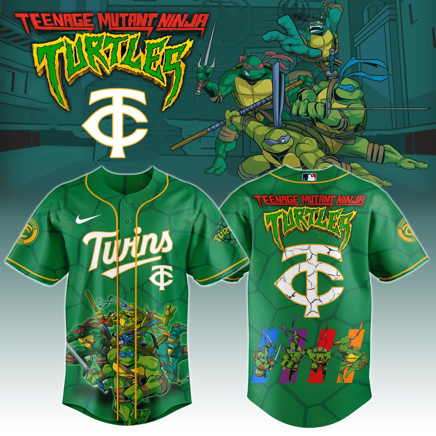 . Minnesota Twins x Ninja Turtles Night Game Limited Edition Jersey 2025