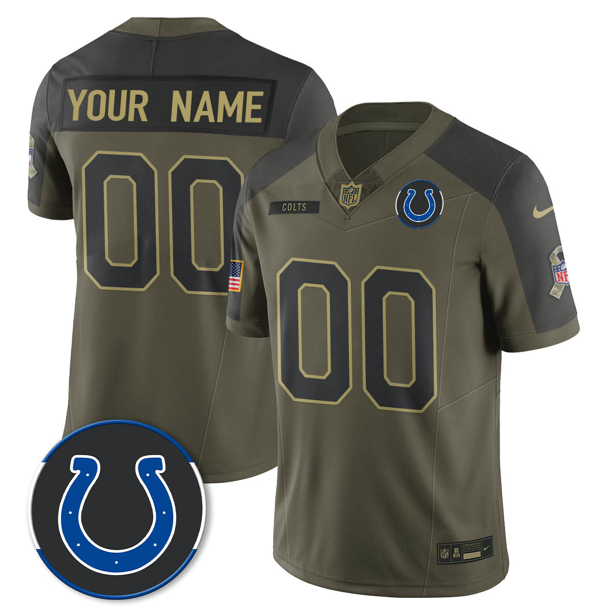 Custom IND 2025 Salute to Service Limited Jersey - Stitched
