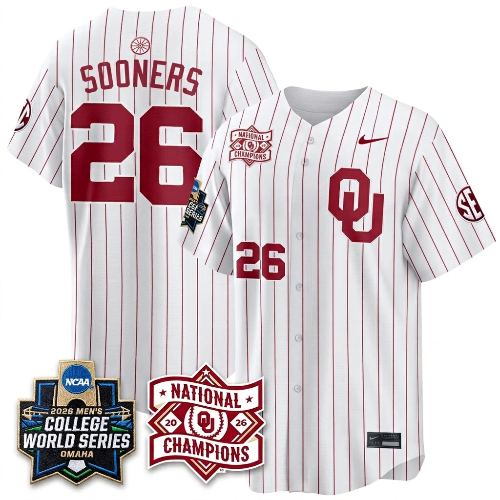 Oklahoma Sooners 2026 NCAA Baseball Men's College World Series Champions Vapor Jersey - Stitched