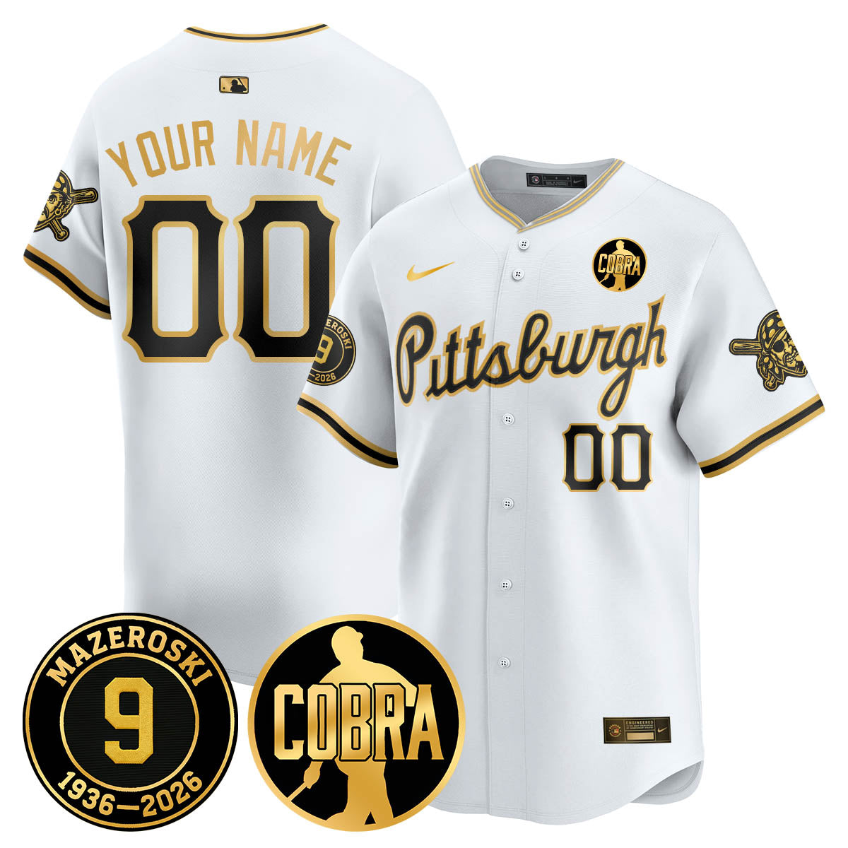PIT Memories Vapor Limited Gold Jersey - Bill Mazeroski Patch - All Stitched