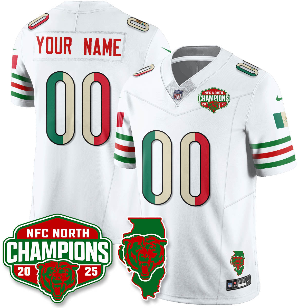Custom CHI Mexico NFC North Division Champions Vapor Limited Jersey - Stitched