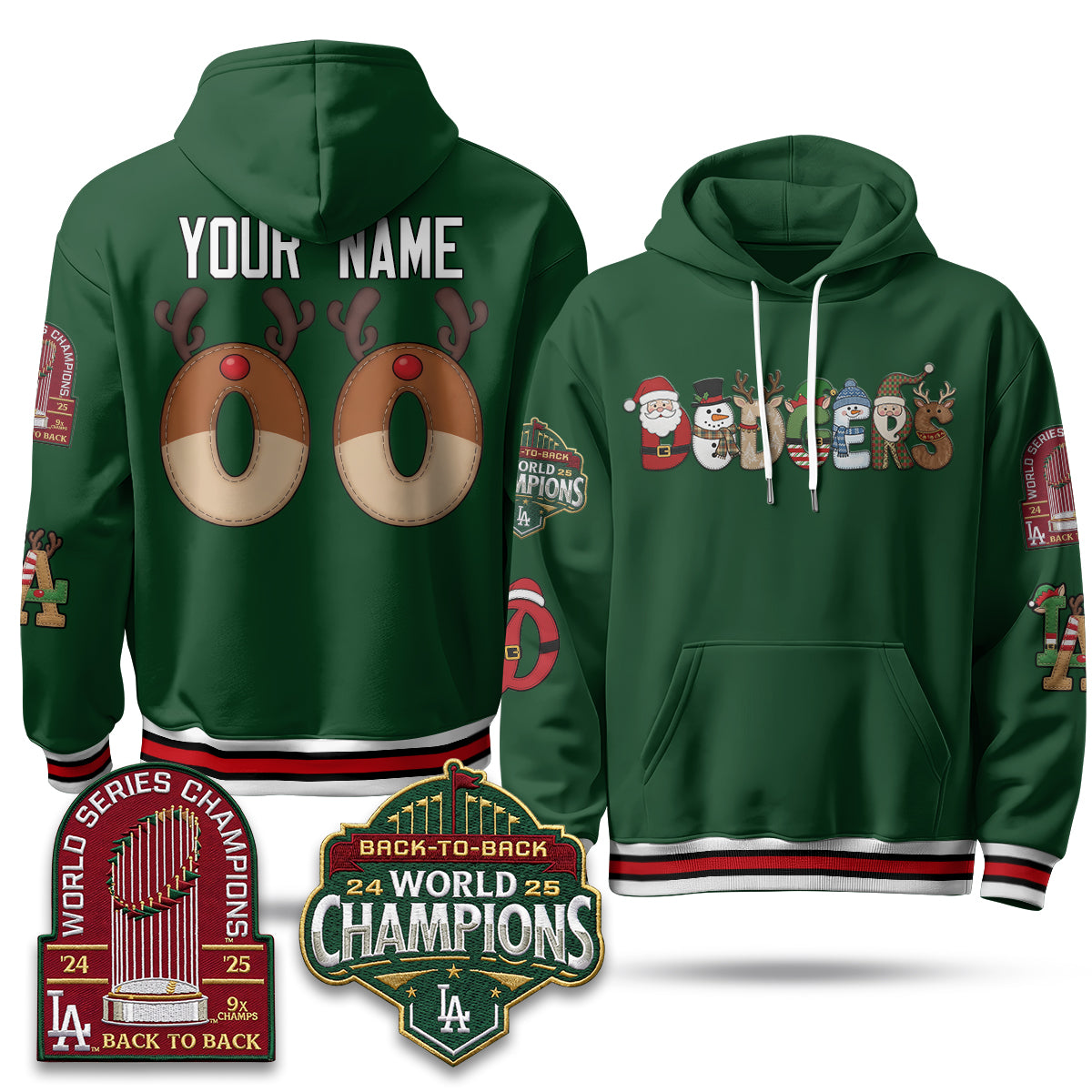 Los Angeles Dodgers 2026 Xmas Edition Custom Hoodie - Stitched