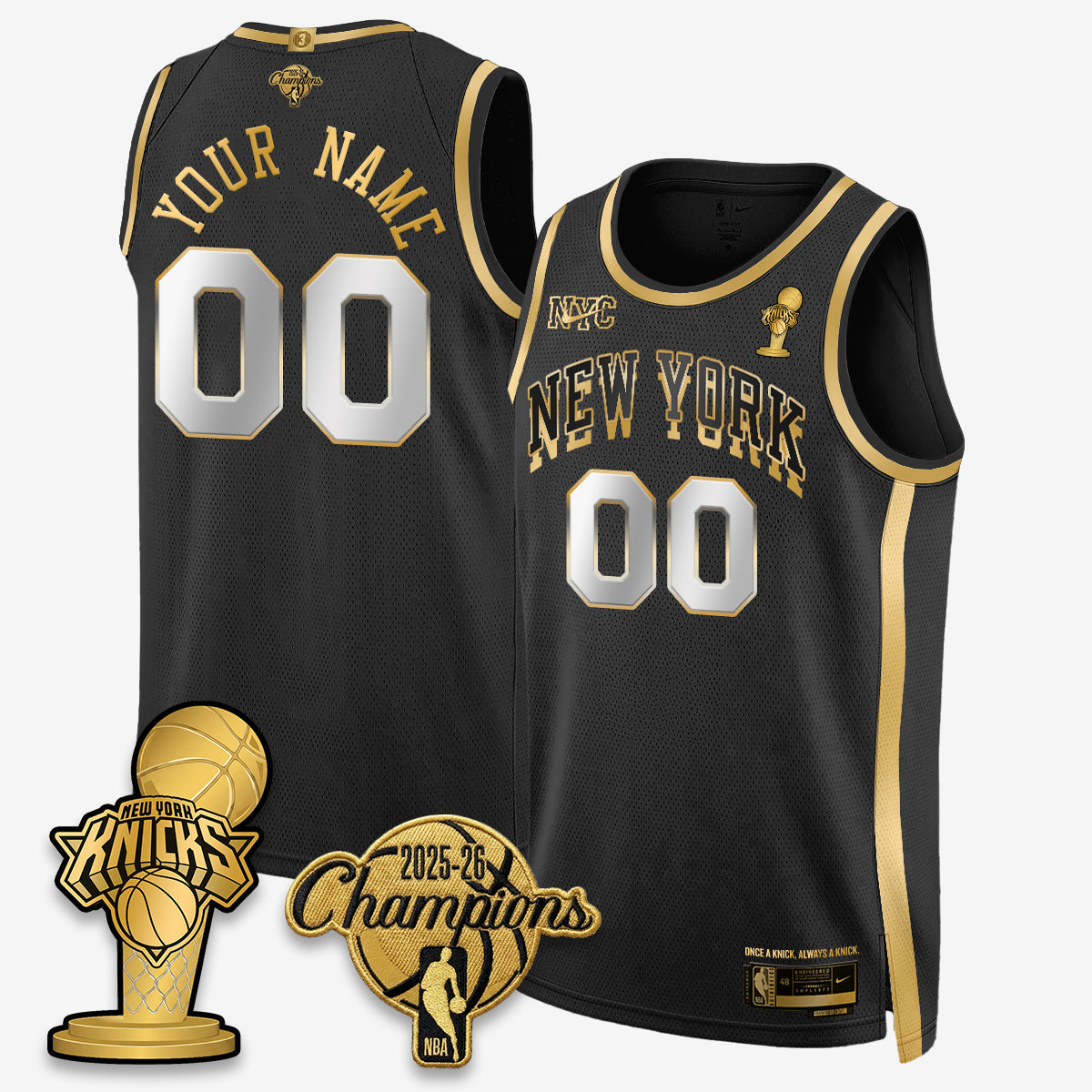 NYK 2026 NBA Champions Gold Edition Vapor Custom Jersey - Stitched-NHM