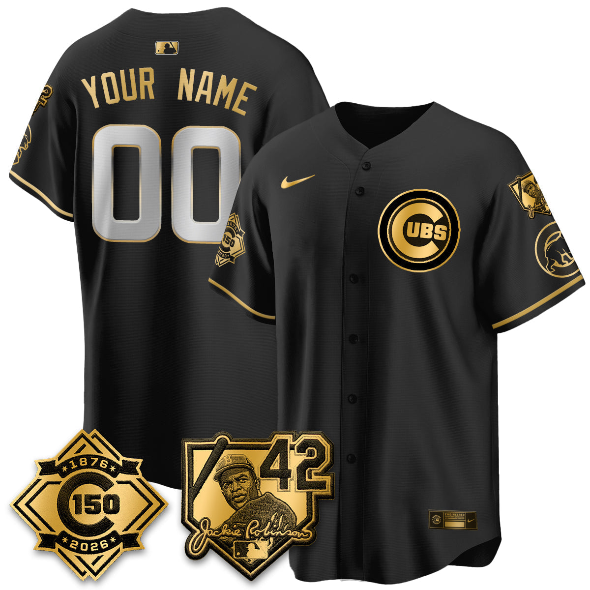 CHC 150th Anniversary & Jackie Robinson Day Patch Vapor Premier Limited Custom Jersey - Stitched