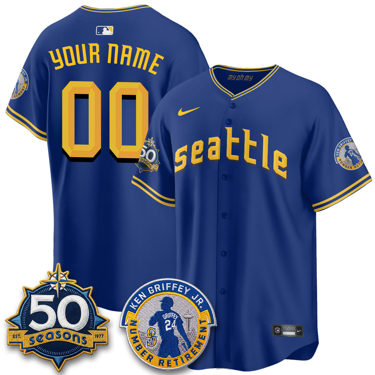 SEA Ken Griffey Jr. Patch Vapor Premier Limited Custom Jersey - Stitched