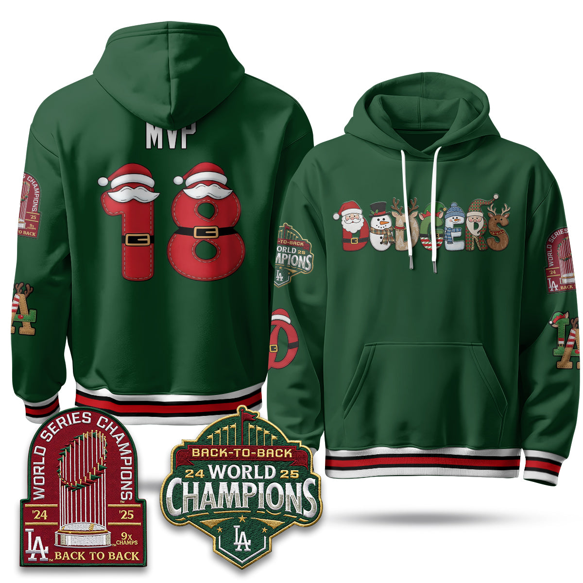 Los Angeles Dodgers 2026 Xmas Edition Hoodie - Stitched