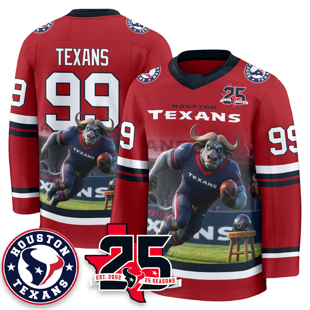 Houston Texans x Bull Chief Edition Hockey Jersey - Printed