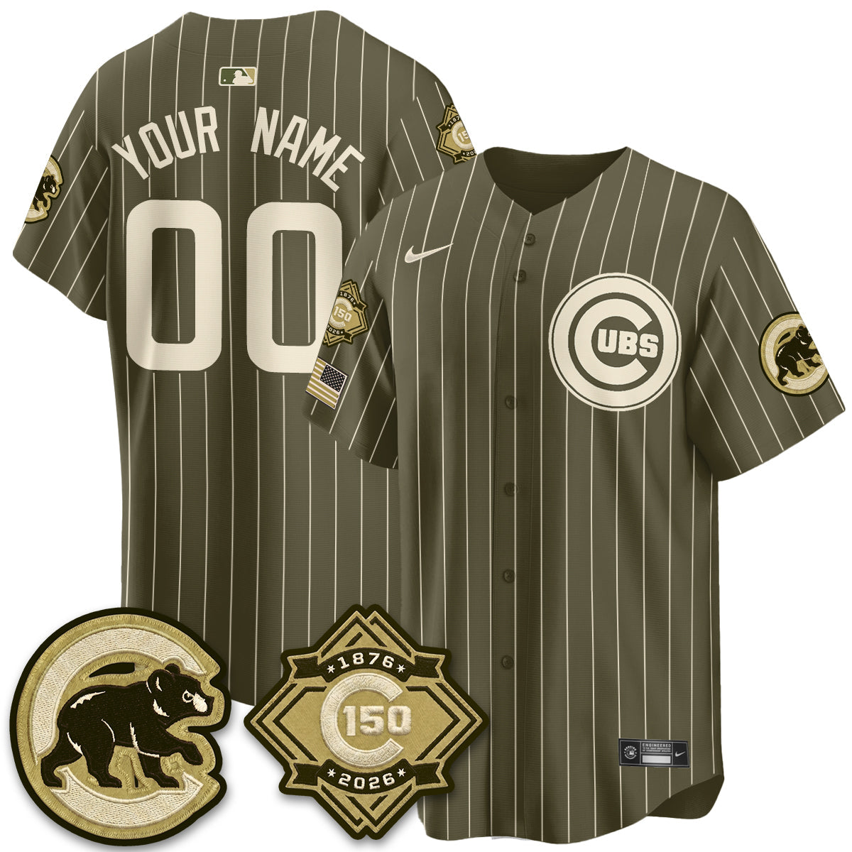 CHC New Era Olive 2026 Armed Forces Day Custom Jersey -Stitched