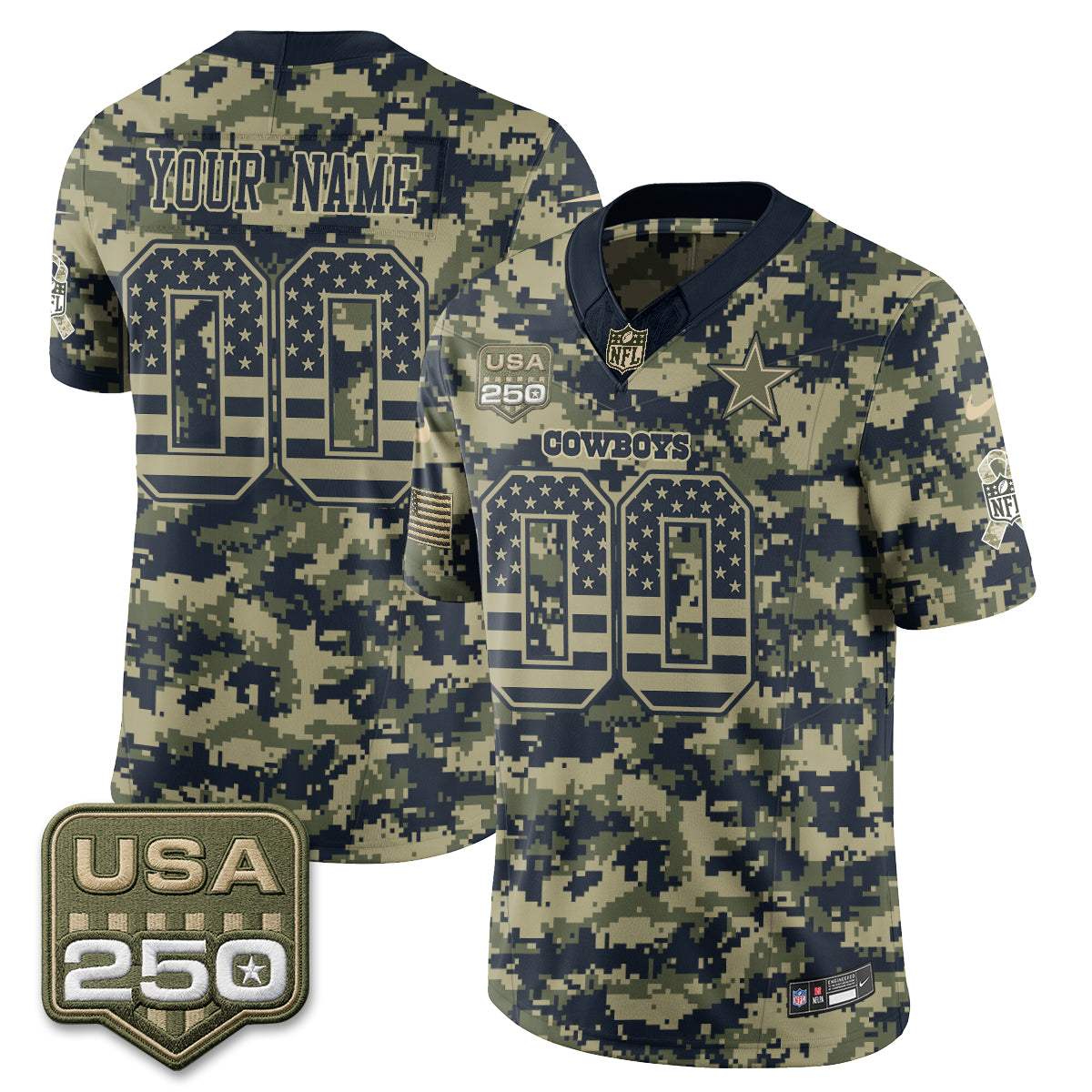 DAL 2026 Salute to Service Edition Vapor Custom Jersey - Stitched