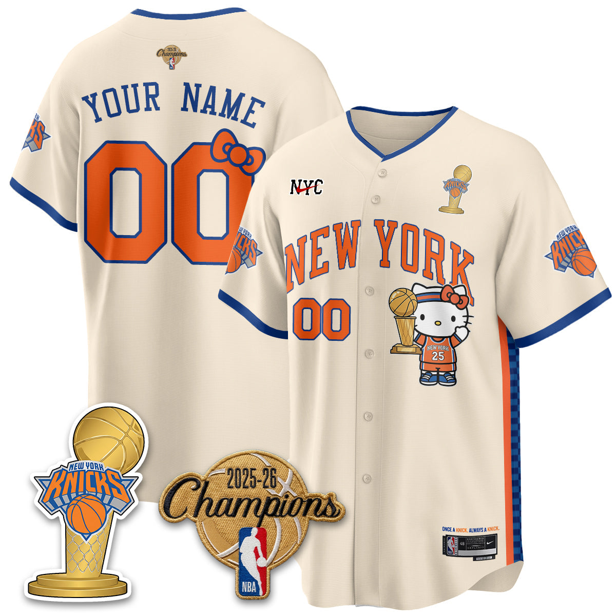 NYK 2026 NBA Champions x Meow Kitty Vapor Custom Jersey - Stitched-NHM