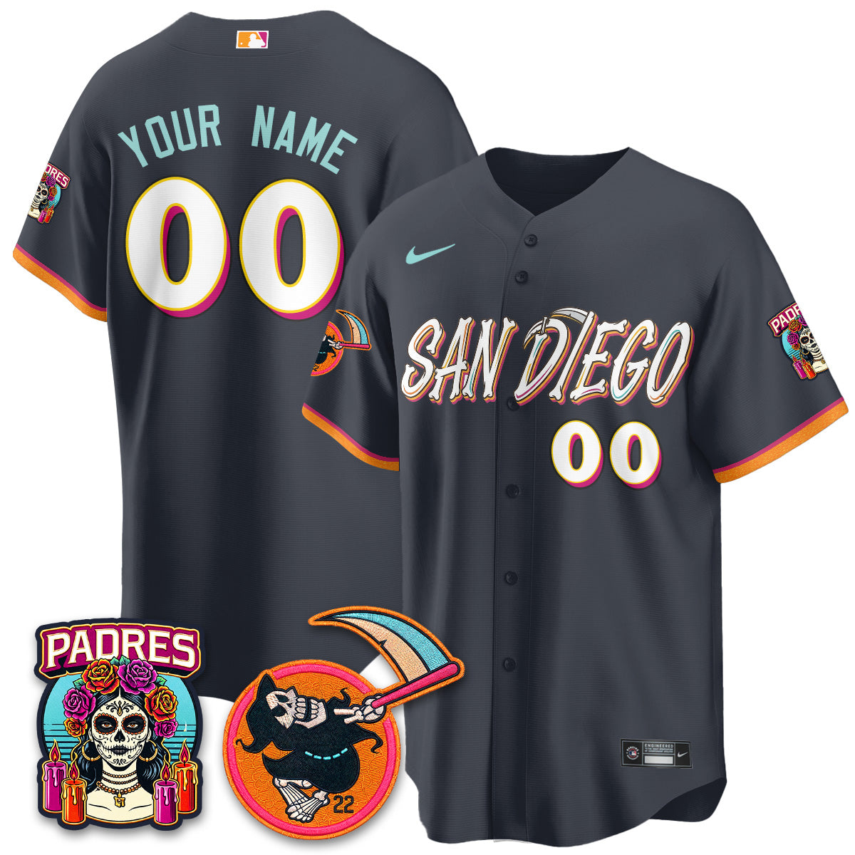 San Diego Padres x Grim Reaper Vapor Custom Jersey - Stitched