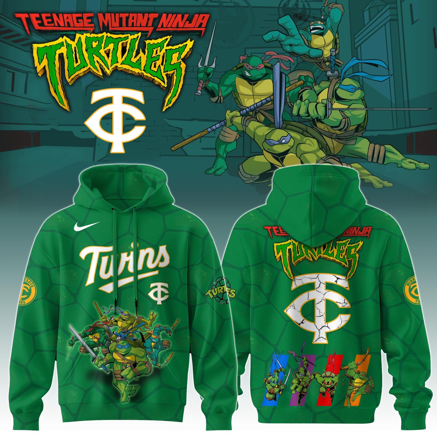 . Minnesota Twins MLB x Ninja Turtles Special Edition Hoodie 2025