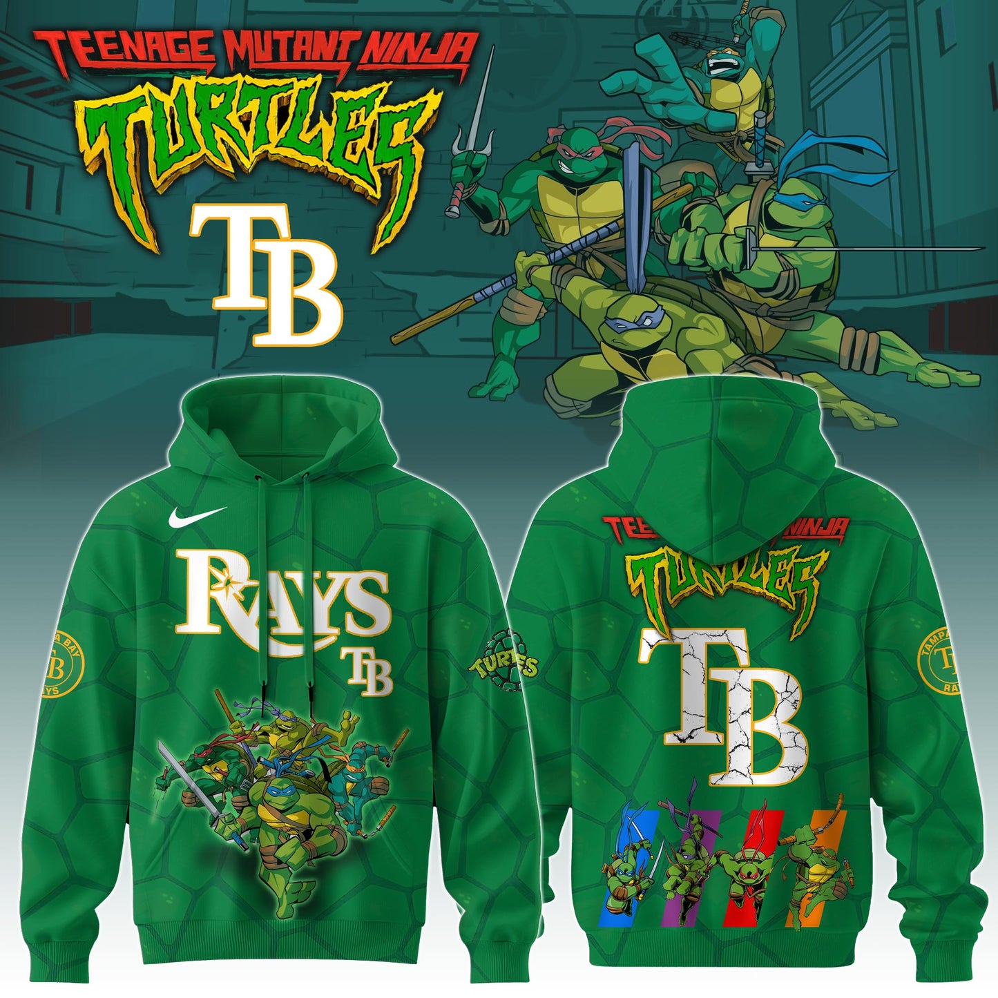 . Tampa Bay Rays MLB x Ninja Turtles Special Edition Hoodie 2025