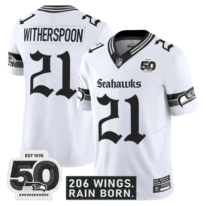 Seattle Seahawks 'Gothic Rain City Shadows Edition' Vapor Jersey - 50th Anniversary Patch - All Stitched