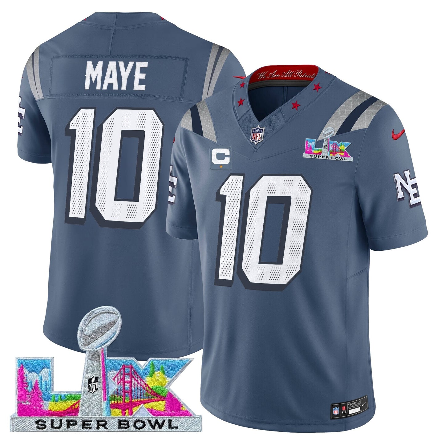 NE 2025 Super Bowl LX Vapor Limited Jersey N8 - All Stitched