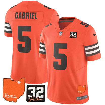 Browns #32 Jim Brown Memorial & Home Patch Vapor Limited Jersey N1 - All Stitched