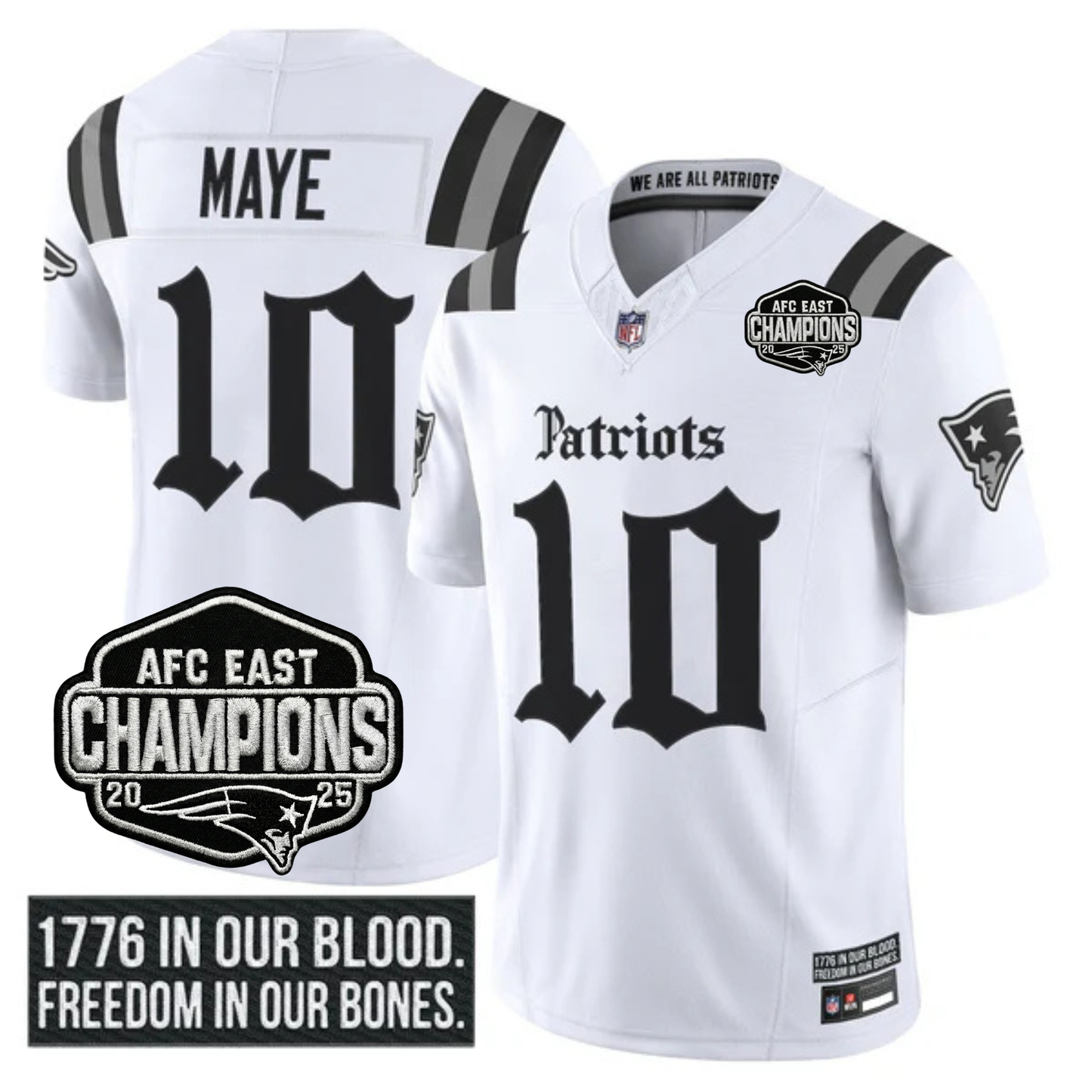 NE 'Gothic Revolution Edition' AFC East Champions Patch Vapor Limited Jersey - All Stitched