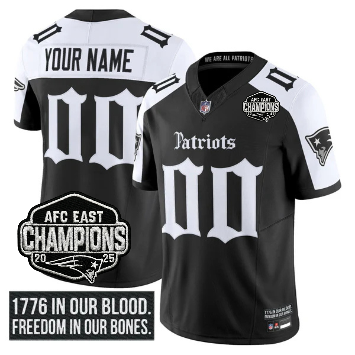 Custom NE 'Gothic Revolution Edition' AFC East Champions Patch Vapor Limited Jersey - All Stitched