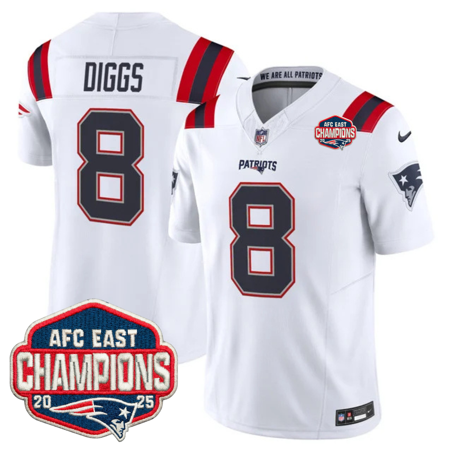 NE AFC East Champions Patch Vapor Limited Jersey - All Stitched
