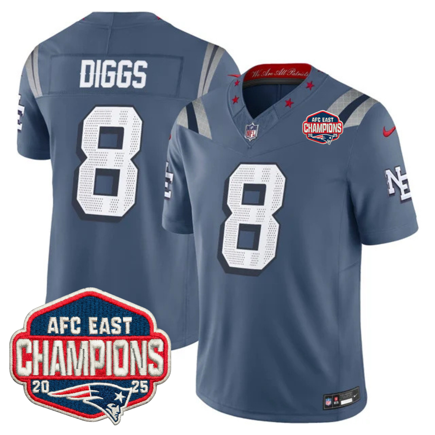 NE AFC East Champions Patch Vapor Limited Jersey - All Stitched n3