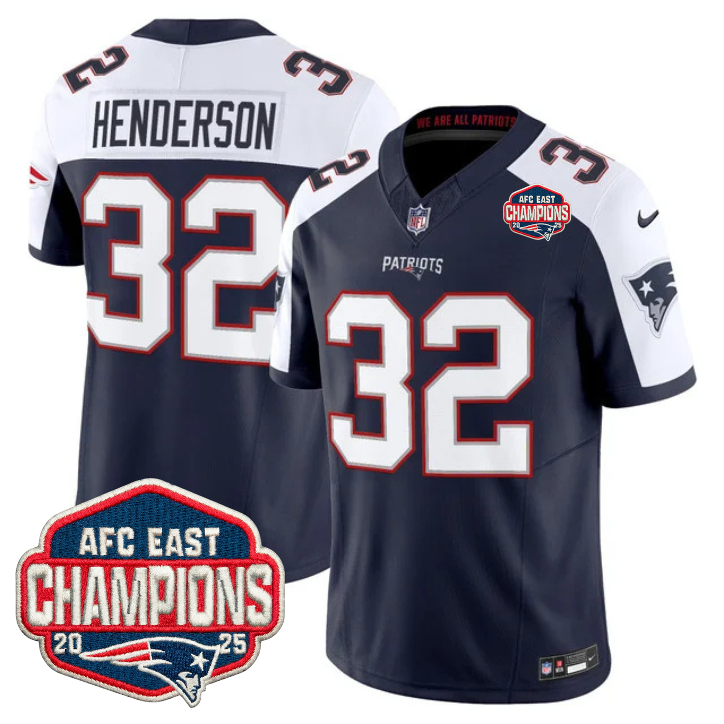 NE AFC East Champions Patch Vapor Limited Jersey - All Stitched