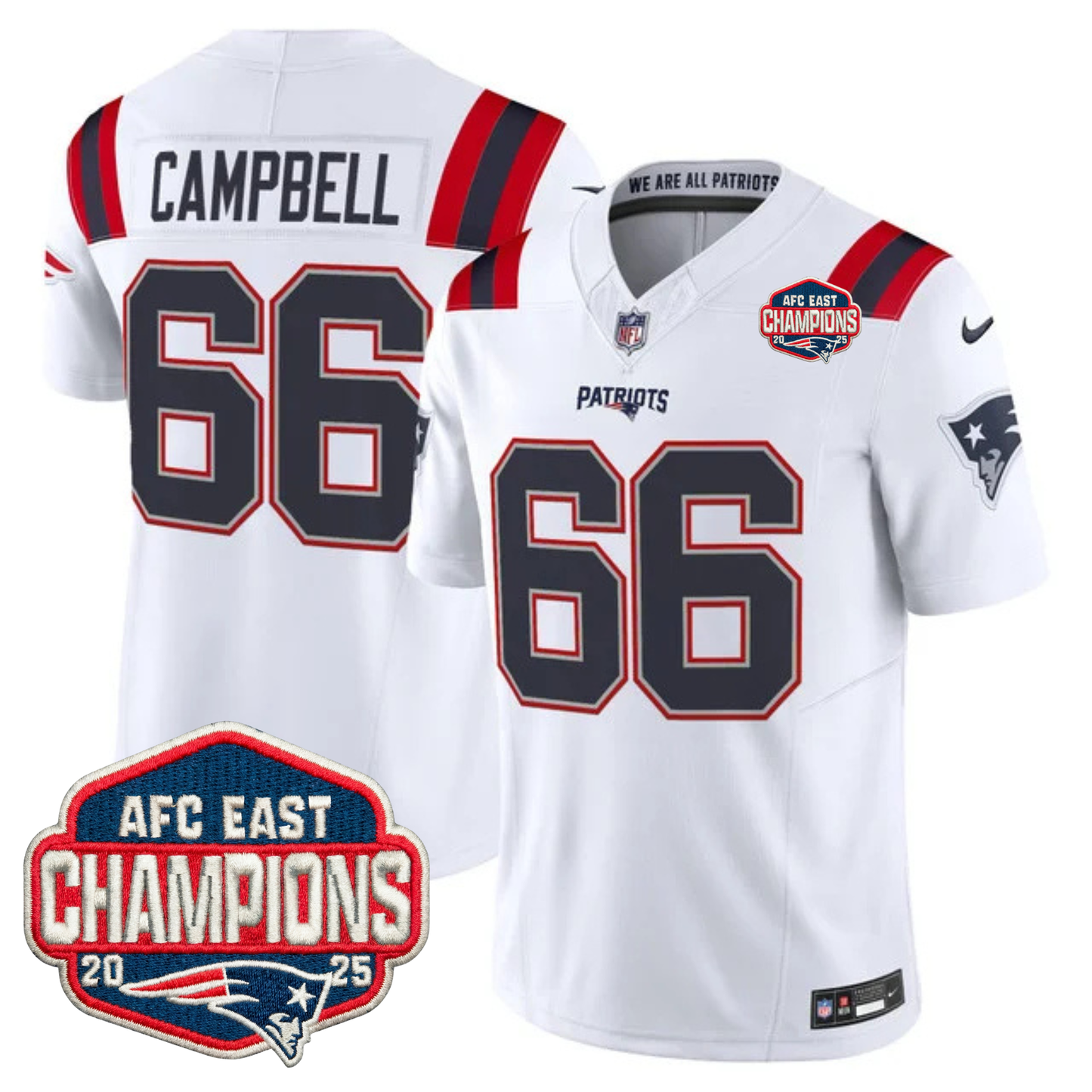 NE AFC East Champions Patch Vapor Limited Jersey - All Stitched
