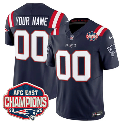 NE AFC East Champions Patch Vapor Limited Custom Jersey - All Stitched