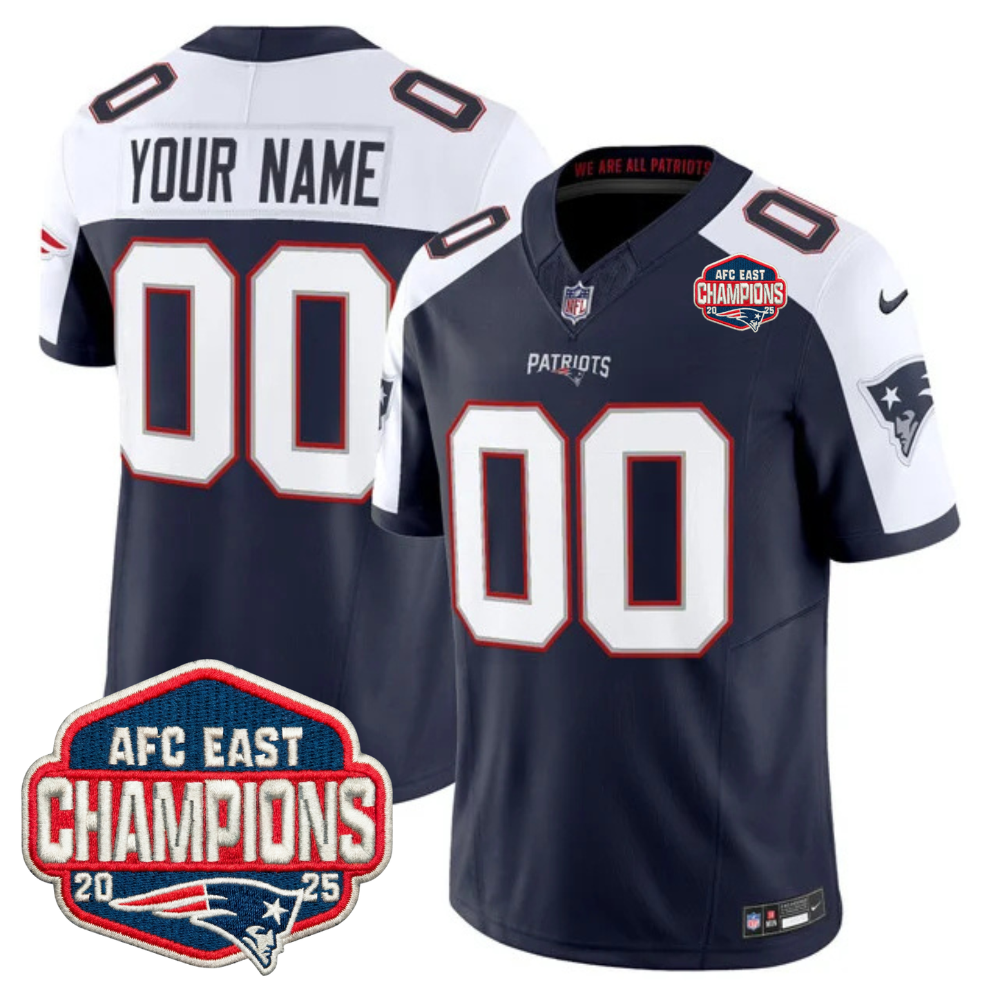 NE AFC East Champions Patch Vapor Limited Jersey - All Stitched