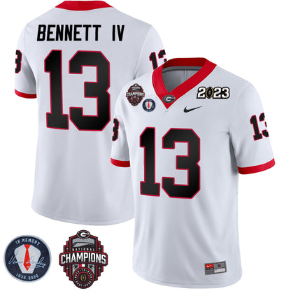 Men's Georgia Bulldogs 2023 Champions & Vince Dooley Patch Jersey - All Stitched