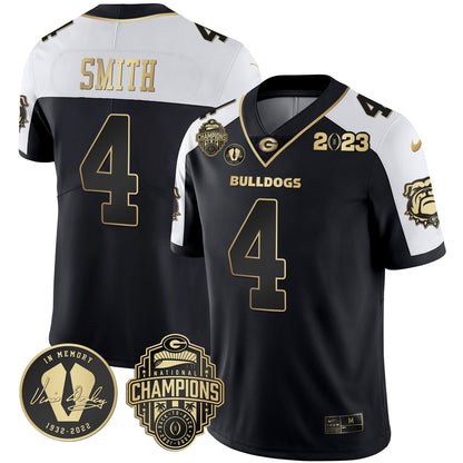 Men's Georgia Bulldogs 2023 Champions & Vince Dooley Patch Jersey - All Stitched