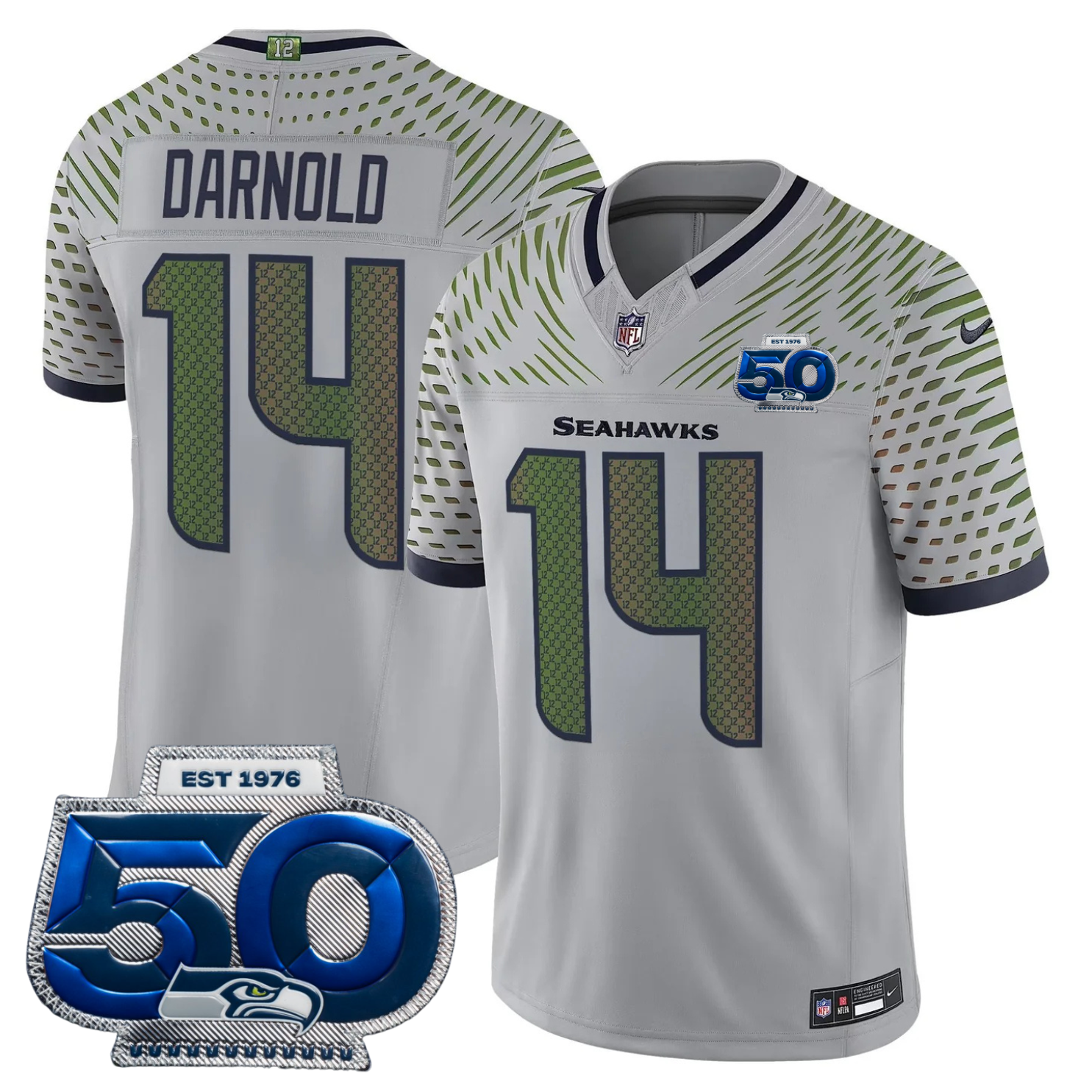 Seattle Seahawks 2025 "Rivalries" 50th Season Patch Vapor Limited Jersey - All Stitched