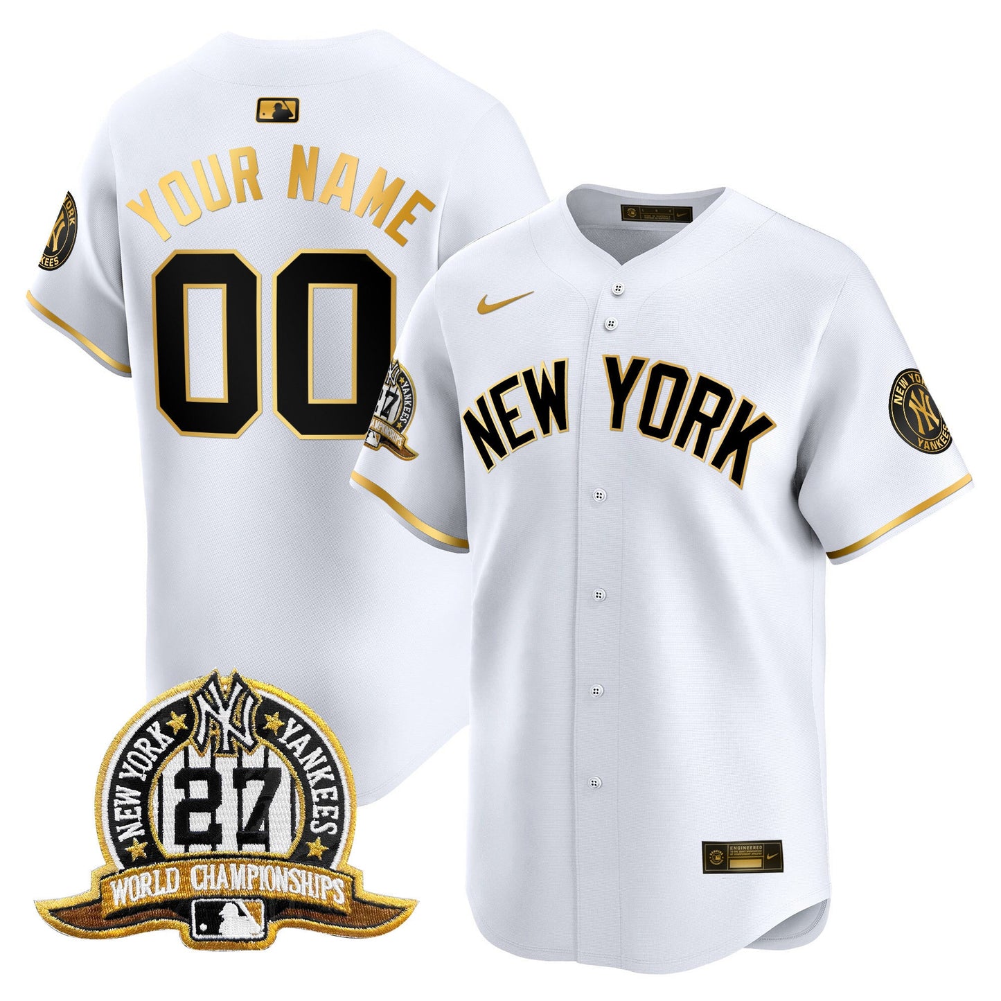 New York Yankees 27 Time Champions Patch Vapor Premier Limited Custom Jersey V2 - All Stitched
