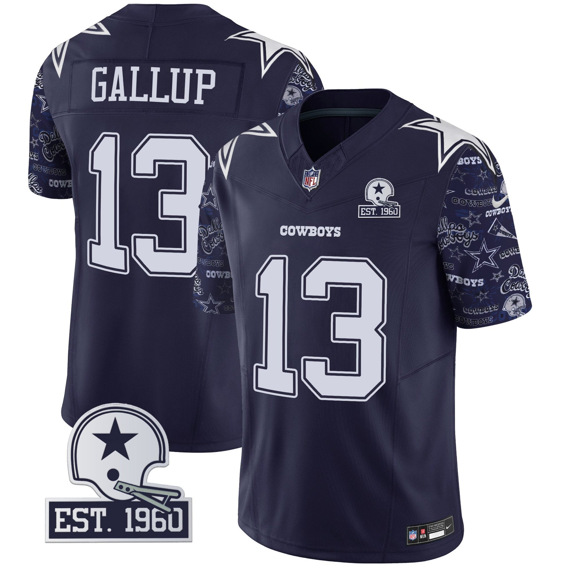 Men's Cowboys Pattern Style Vapor Limited Jersey - All Stitched