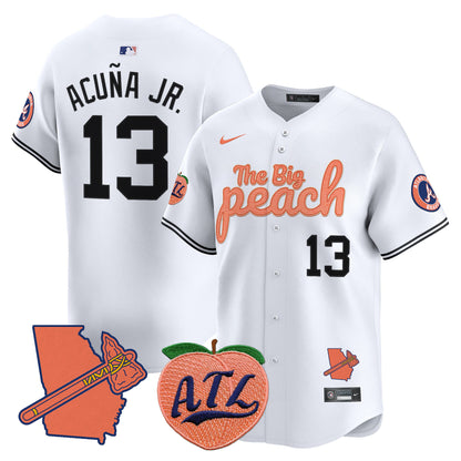  Atlanta Braves The Big Peach Vapor Premier Limited Jersey - All Stitched